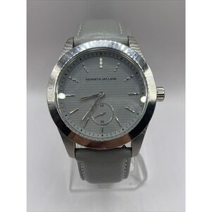 Kenneth Jay‎ Lane Women's Quartz Watch Gray Dial Leather Band- New Battery
